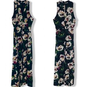 Floral print choker neck dress